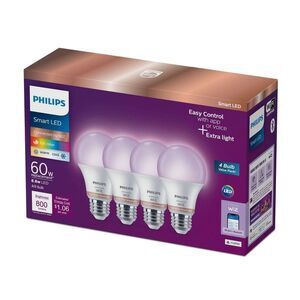 Philips -  4pk Smart 60W A19 Color White